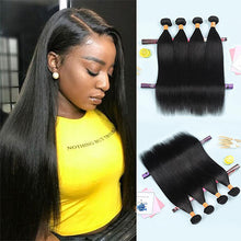 Load image into Gallery viewer, 9A Straight Human Hair 4 Bundles Virgin Hair Weave Extensions