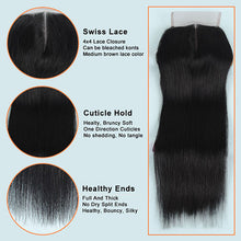 Load image into Gallery viewer, 9A Straight Human Hair 4 Bundles With 4x4 Lace Closure