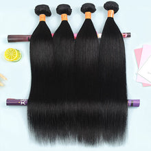 Load image into Gallery viewer, 9A Straight Human Hair 4 Bundles With 4x4 Lace Closure