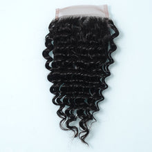 Load image into Gallery viewer, 9a NY Virgin Hair Deep Wave  4x4 Closure 130% Density 100% Human Hair Deep Curly Lace Closure Middle Part