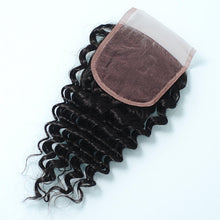 Load image into Gallery viewer, 9a NY Virgin Hair Deep Wave  4x4 Closure 130% Density 100% Human Hair Deep Curly Lace Closure Middle Part