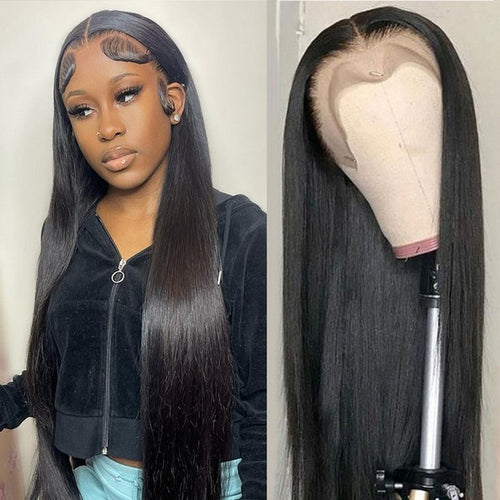 Straight Human Hair Wigs 180 Density 13x4 Lace Frontal Wig