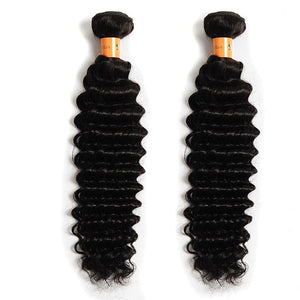 10A Deep Wave Human Hair Extensions 2 Bundles Brazilian Hair