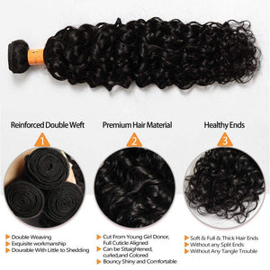 10A Water Wave Human Hair Weave Brazilian Hair Extensions 2 Bundles