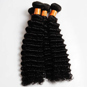 10a Deep Wave Bundles With Closure Virgin Human Hair Bundles With Closure Hair Weave 3 Bundles With 13x4 Frontal