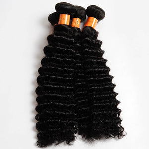 10a Deep Wave Virgin Human Hair Bundles Natural Color 10"-28" 100% Unprocessed Human Hair Weave Bundles