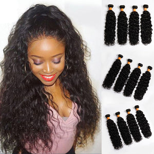 10a Water Wave Human Hair 4 Bundles Deal Brazilian Hair Weave Bundles Virgin Remy Hair Extensions Natural Black