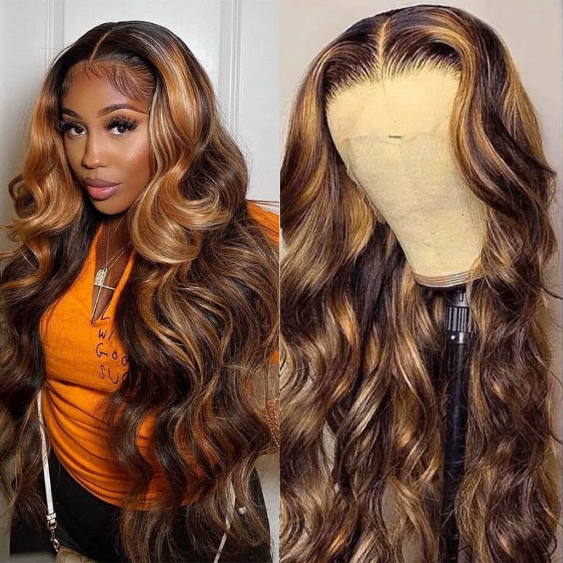 Ombre Body Wave Lace Front Wig HD Highlight Wig Human Hair Brazilian Glueless Wig
