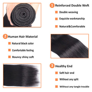 8A Brazilian Straight Human Hair Extensions 4 Bundles Deals