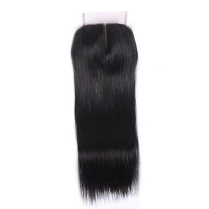 8A Straight Brazilian Human Hair 4 Bundles with 4x4 Closure