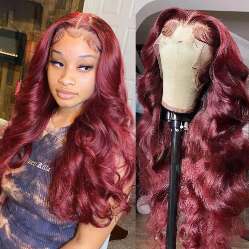 99J Body Wave Lace Front Wig Brazilian Remy Hair Wig Transparent Lace Front Wig