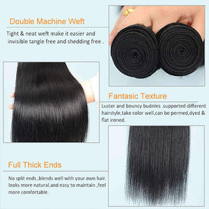 9A Brazilian Straight 100% Human Hair Weave 3 Bundles 10-28inch