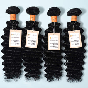 NY Virgin Hair 9a Deep Wave Virgin Hair 4 Bundles with 13x4 Frontal Pre Plucked Double Weft Hair Wave