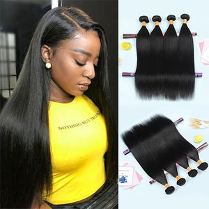 9A Straight Human Hair 4 Bundles Virgin Hair Weave Extensions