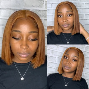 Blonde Short Bob Wig Straight Human Hair Wigs 13X1 Lace Front Wig