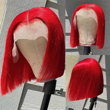 Load image into Gallery viewer, Brazilian Straight Short Bob Wig Red Human Hair
