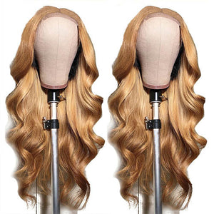 Honey Blonde Body Wave Lace Front Wig Colored Human Hair Wigs For Women