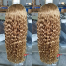 Load image into Gallery viewer, Honey Blonde Water Wave Human Hair 13x4 Lace Frontal Wigs
