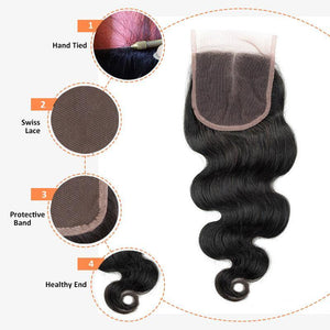 NY Virgin Hair 10a body wave human hair 3 Bundles+4x4 Lace Closure