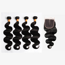 Load image into Gallery viewer, NY Virgin Hair 10a Body wave Bundles With Closure Brazilian Hair Weave Bundles With 4x4 Closure Human Hair Bundles With Closure Virgin Hair
