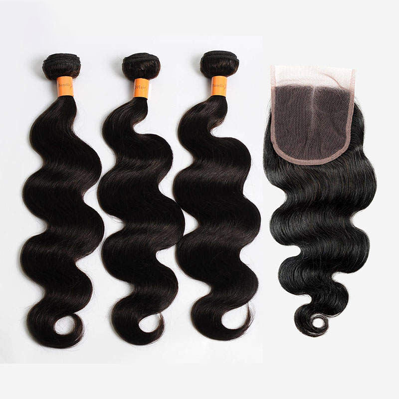 NY Virgin Hair 10a Body wave Hair 3 Bundles With 4x4 Closure Brazilian Human Hair Bundles With Closure Middle Part 3pcs/lot Weave