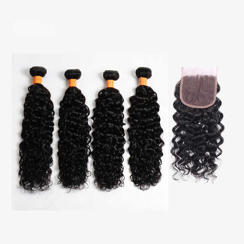 NY Virgin Hair 10a Brazilian Human Hair With Closure Ear To Ear Lace Closure With Bundles Water Wave Human Hair Virgin Hair