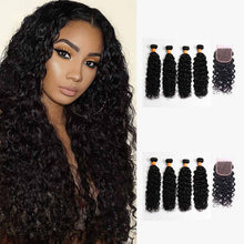 Load image into Gallery viewer, NY Virgin Hair 10a Brazilian Human Hair With Closure Ear To Ear Lace Closure With Bundles Water Wave Human Hair Virgin Hair
