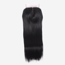 Load image into Gallery viewer, NY Virgin Hair 10a Brazilian Straight Hair Bundles With 4x4 Closure 3 Bundles Deals Brazilian Human Hair Weave Bundle Straight Hair With Closure
