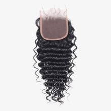 Load image into Gallery viewer, NY Virgin Hair 10a Brazilian Virgin Deep Wave Human Hair 3 Bundles Weaving With 4x4 Lace Free Part Closure Hair Products
