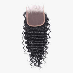 NY Virgin Hair 10a Brazilian Virgin Deep Wave Human Hair 3 Bundles Weaving With 4x4 Lace Free Part Closure Hair Products