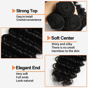 NY Virgin Hair 10a deep wave human hair 3 Bundles+4x4 Lace Closure