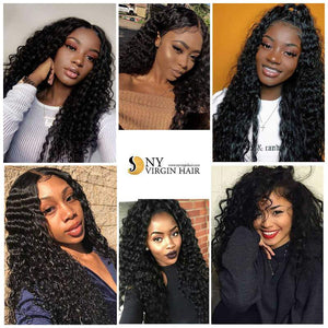 NY Virgin Hair 10a deep wave human hair 4 Bundles+13x4 Lace Frontal