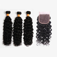 Load image into Gallery viewer, 10a Water Wave Hair Bundles With Baby Hair 13x4 Ear to Ear Lace Frontal
