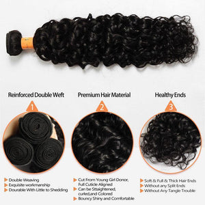 NY Virgin Hair 10a water wave human hair 3 Bundles+13x4 Lace Frontal