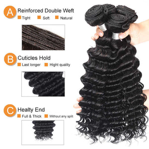 NY Virgin Hair 8A Deep Weave 2 Bundles Brazilian Human Hair Extension