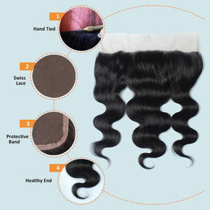 NY Virgin Hair 9a body wave human hair 4 Bundles+13x4 Lace Closure