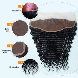 NY Virgin Hair 9a Ear To Ear 13x4 Deep Wave Lace Frontal Closure Swiss Lace Frontal Closure