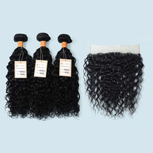 Load image into Gallery viewer, NY Virgin Hair 9a Virgin Hair Water Wave 3 Bundles With 13x4 Lace Frontal 100% Unprocessed Hair Extensions Natural Color
