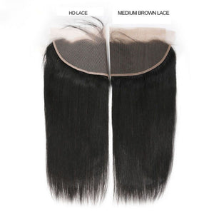 Brazilian Straight Hair Free/Middle Part HD Lace Frontal 13x4 Ear To Ear Lace Frontal Remy Human Hair Closure