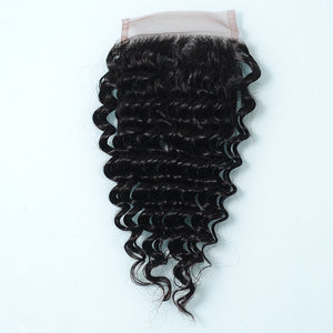 9a NY Virgin Hair Deep Wave  4x4 Closure 130% Density 100% Human Hair Deep Curly Lace Closure Middle Part