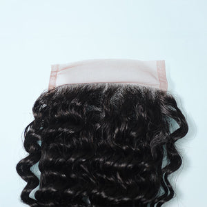 9a NY Virgin Hair Deep Wave  4x4 Closure 130% Density 100% Human Hair Deep Curly Lace Closure Middle Part