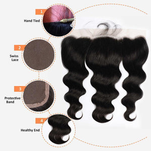 NY Virgin Hair 10a body wave human hair 3 Bundles+13x4 Lace Frontal