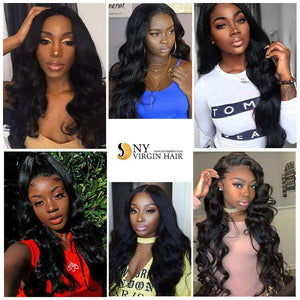 NY Virgin Hair 8a body wave human hair 4 Bundles+13x4 Lace Frontal