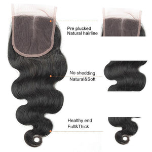 NY Virgin Hair 8a body wave human hair 4 Bundles+4x4 Lace Closure