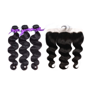 NY Virgin Hair 8a Body Wave 3 Bundle With 13x4 Frontal Brazilian Human Hair