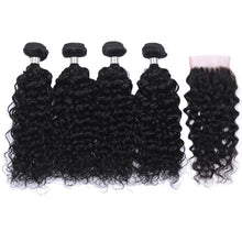 Load image into Gallery viewer, NY Virgin Hair 8a Human Hair Water Wave 4 Bundles With Closure Hair Extension
