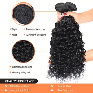 NY Virgin Hair 8a water wave human hair 4 Bundles+4x4 Lace Closure