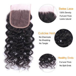 NY Virgin Hair 8a Water Wave 3 Bundles With Closure Brazilian Hair Extensions