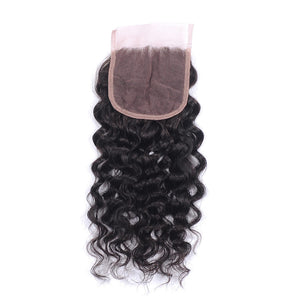 NY virgin Hair 8a Brazilian water wave 4x4 Lace Closure Pre-Plucked 10~20inch