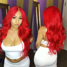 Load image into Gallery viewer, Red Body Wave Lace Front Human Hair Wig Brazilian Pre Plucked 150%
